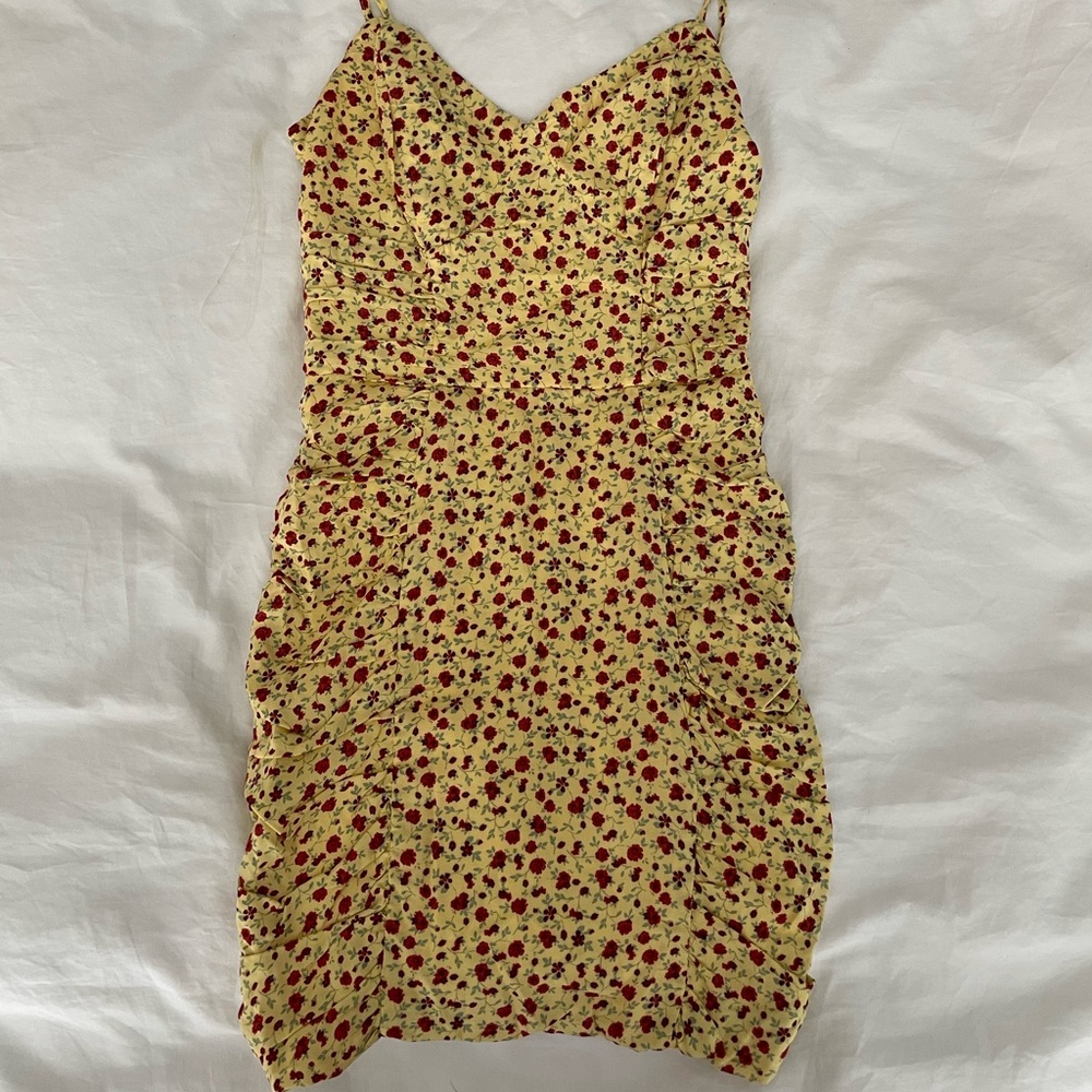 Nordstrom - mini dress yellow floral, size XS